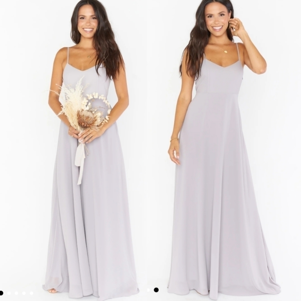 Show Me Your Mumu Faith Maxi Dress Women's Small Dove Grey Golden 5